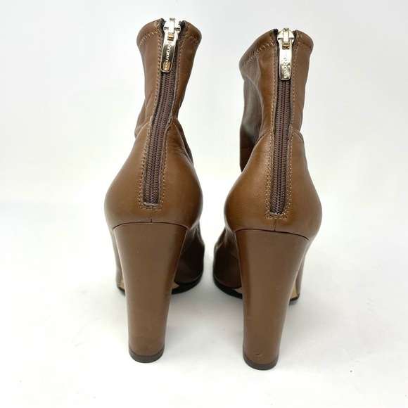 SERGIO Rossi Virginia Brown Stretch Leather Ankle Boots Size 37/7 - Picture 5 of 13
